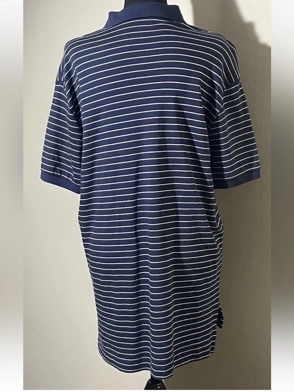 Ralph Lauren Navy and White Striped Polo Shirt